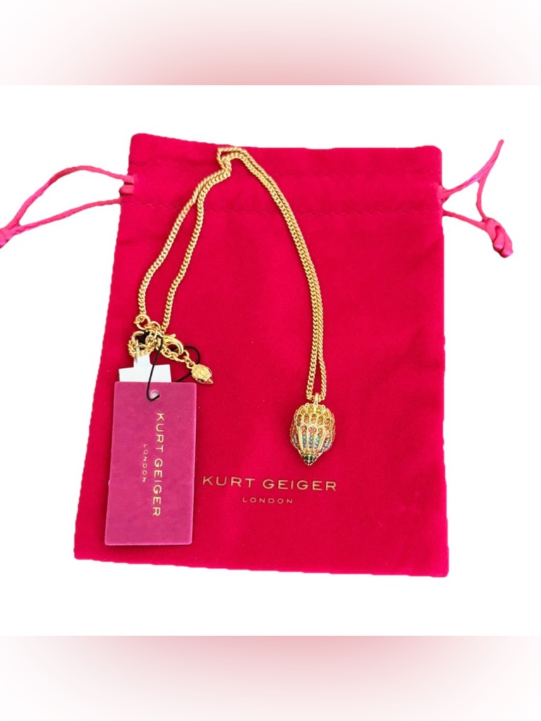 Kurt Geiger Gold-Tone Multicolor Crystal Pav Eagle Pendant Necklace Nwt 79$
